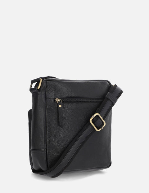 Bandolera color negro en piel para hombre
