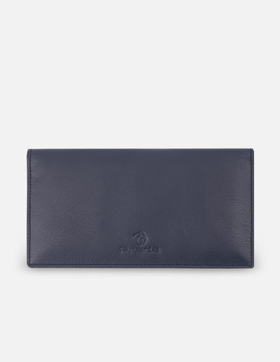 Cartera azul de piel ante con interior en contraste
