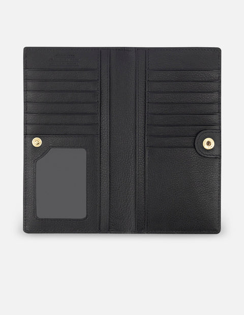 Cartera negro de piel ante con interior en contraste