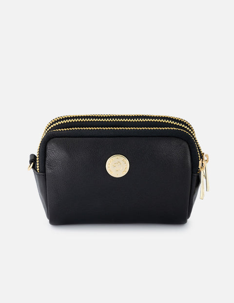 Monedero de piel para mujer color rosa con doble compartimiento