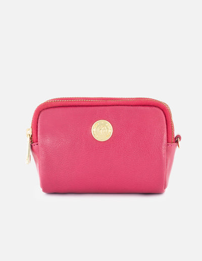 Monedero de piel para mujer color rosa con doble compartimiento