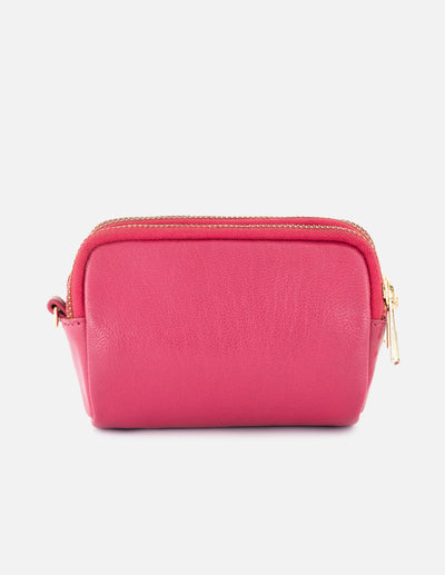 Monedero de piel para mujer color rosa con doble compartimiento