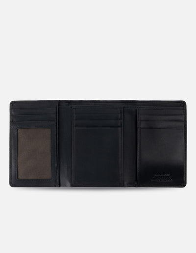 Mondero de piel color negro para mujer con detalles en color dorado