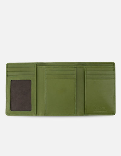 Mondero de piel color verde para mujer con detalles en color dorado