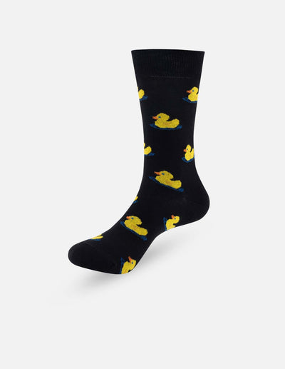 Calcetín color marino con patitos amarillos para hombre