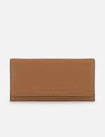Monedero cuero para mujer en piel con relieve y broche dorado