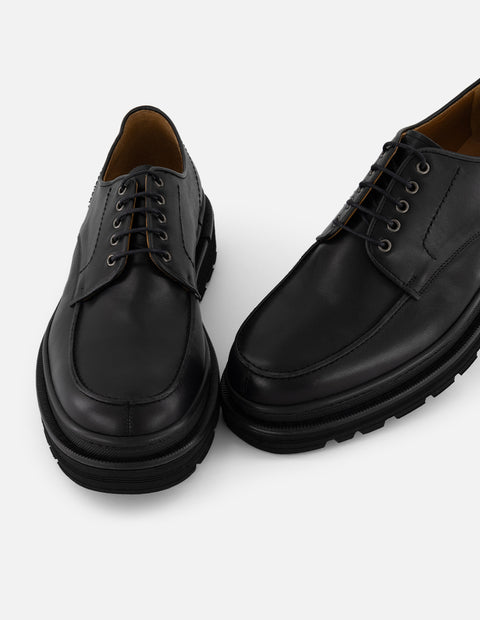 Zapato Blucher negro piel para hombre con suela comfort