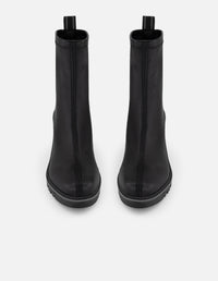 Botines color negro lycra piel con detalle metálico para mujer