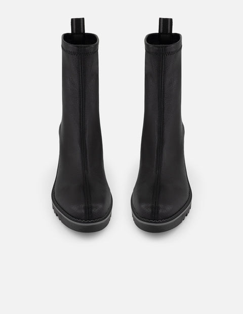 Botines color negro lycra piel con detalle metálico para mujer