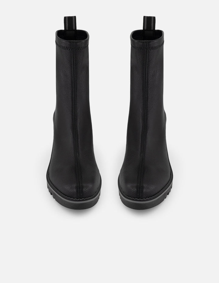 Botines color negro lycra piel con detalle metálico para mujer