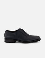 Zapato Oxford azul piel para hombre con corte asimétrico