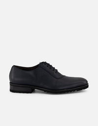 Zapato Oxford azul piel para hombre con corte asimétrico