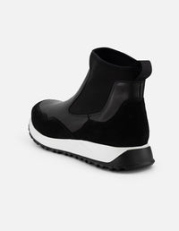 Botines Chelsea negros piel y ante para hombre con elástico