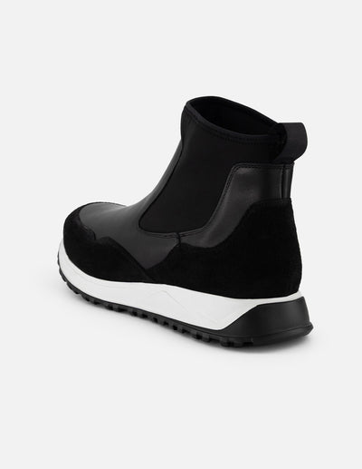 Botines Chelsea negros piel y ante para hombre con elástico