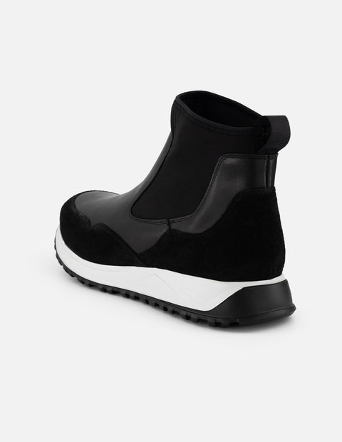 Botines Chelsea negros piel y ante para hombre con elástico