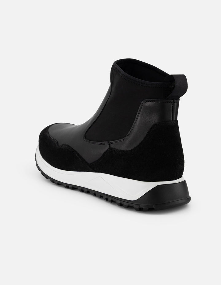 Botines Chelsea negros piel y ante para hombre con elástico