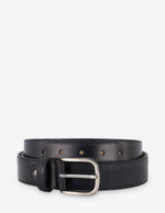 Cinturón en piel con grabado color negro para hombre