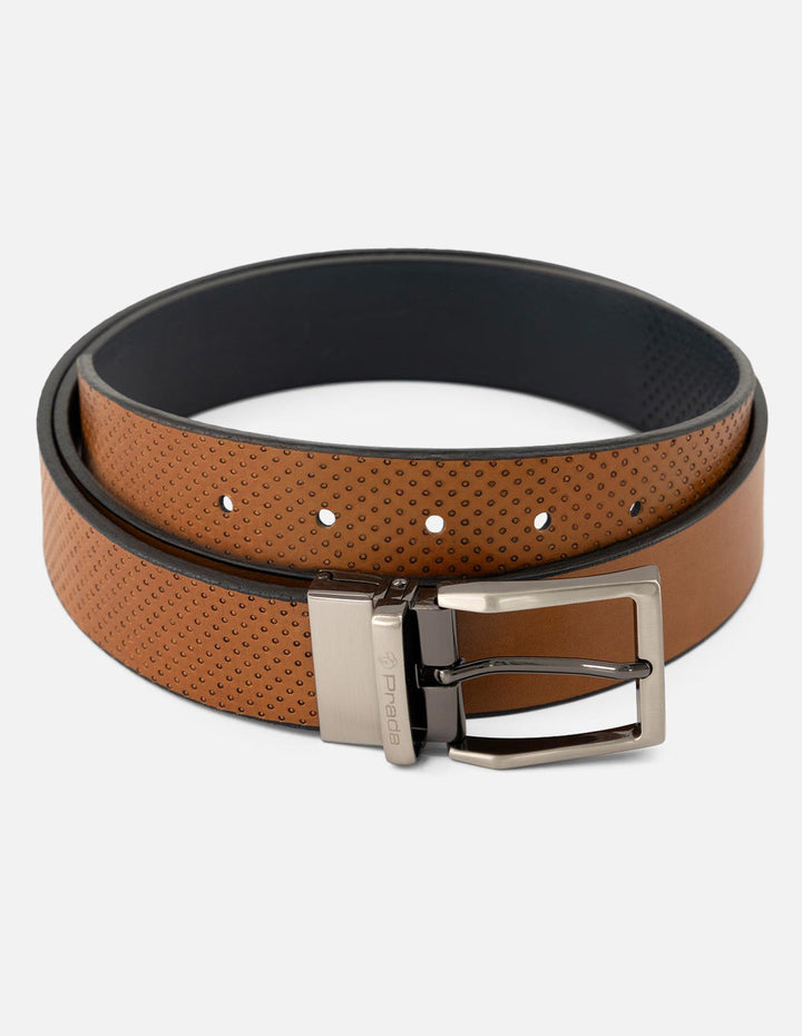 Cinturón de piel color azul con naranja para hombre