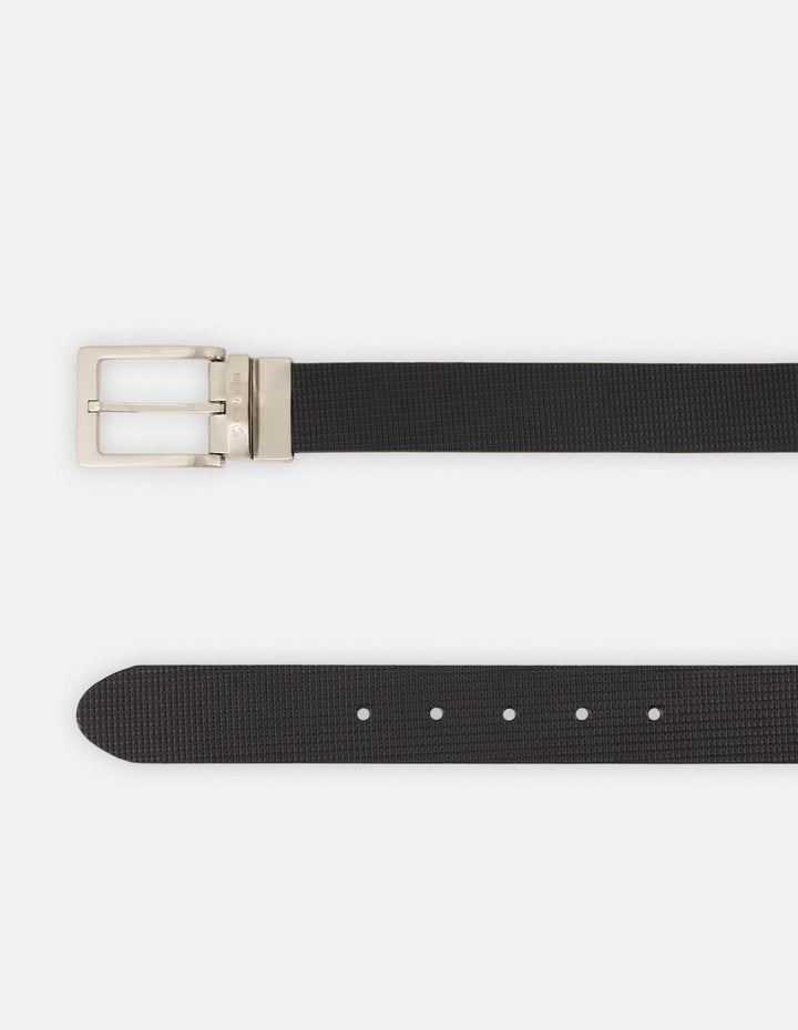 Cinturón de piel color negro con naranja para hombre