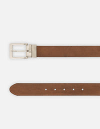 Cinturón de piel color negro con naranja para hombre