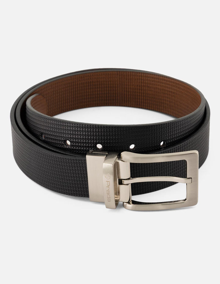 Cinturón de piel color negro con naranja para hombre