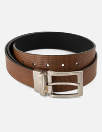 Cinturón de piel color negro con naranja para hombre