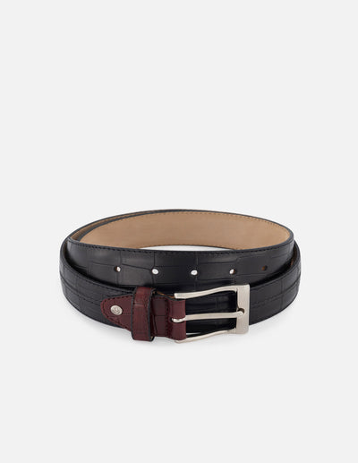 Cinturon color negro para hombre en piel napa 