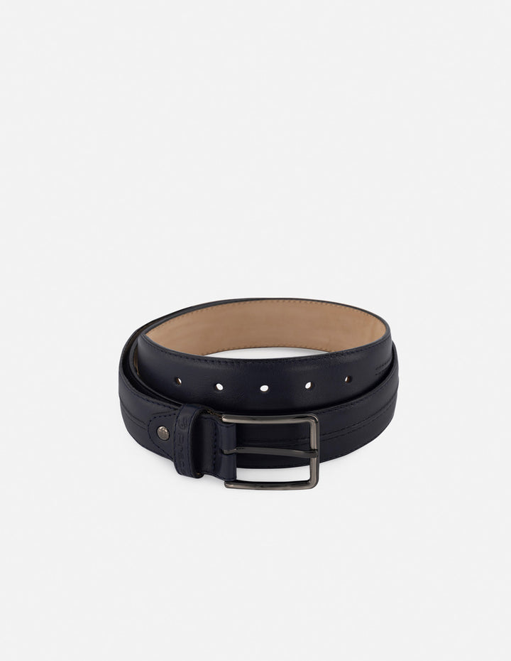 Cinturón en piel napa color azul marino  para hombre