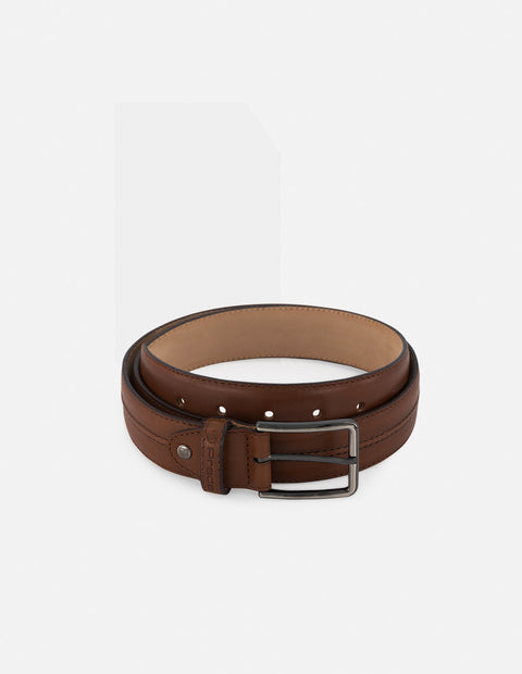 Cinturón en piel napa color caoba para hombre