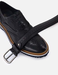 Cinturón en piel napa color negro para hombre