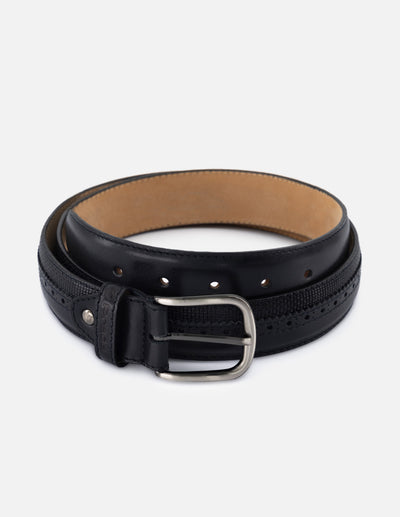Cinturón en piel napa color negro para hombre