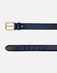 Cinturón en piel napa con textil  tipo paisley  color azul para hombre