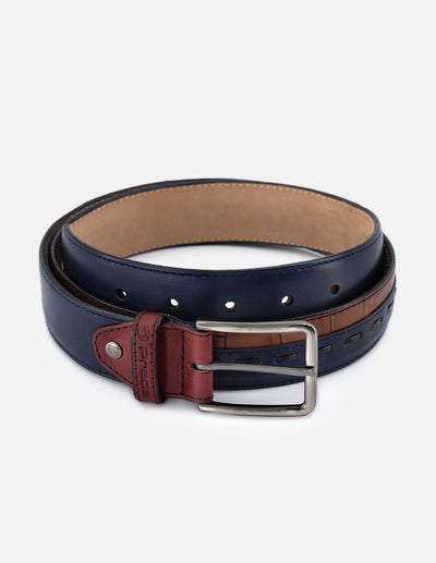 Cinturón en piel multicolor con grabado tipo coco para hombre