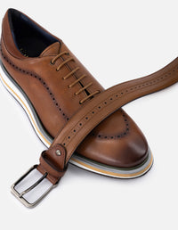 Cinturón en piel napa color cuero para hombre