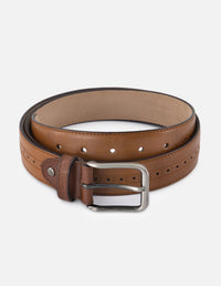 Cinturón en piel napa color cuero para hombre