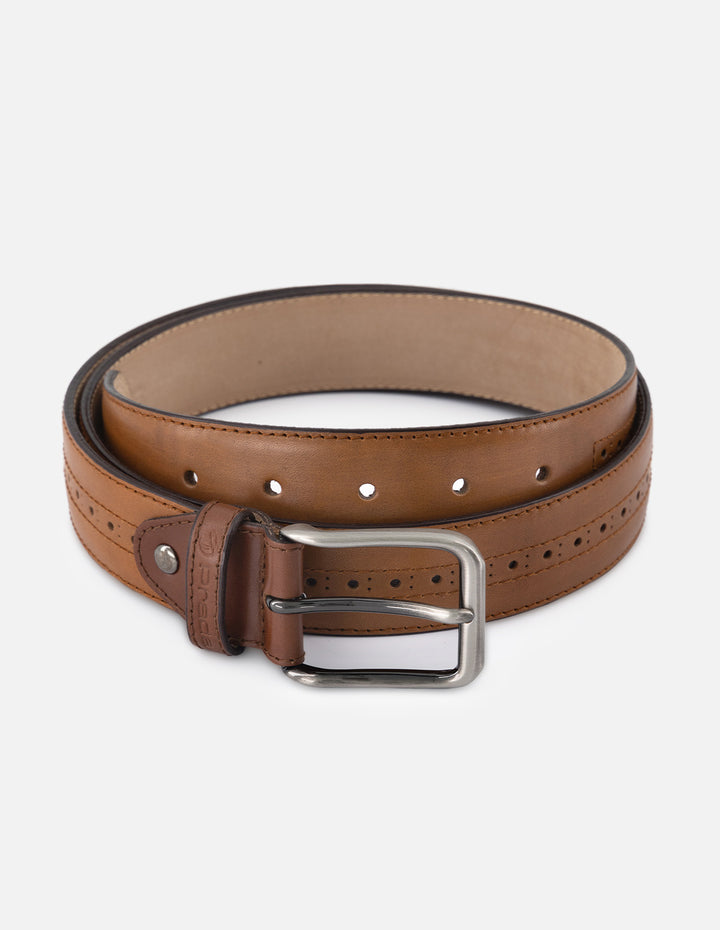 Cinturón en piel napa color cuero para hombre