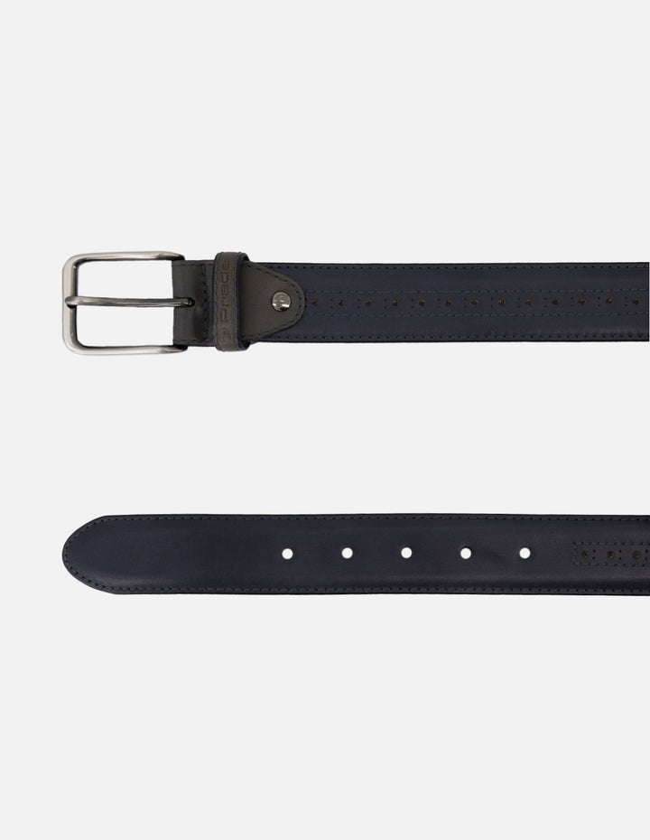 Cinturón en piel napa color gris para hombre