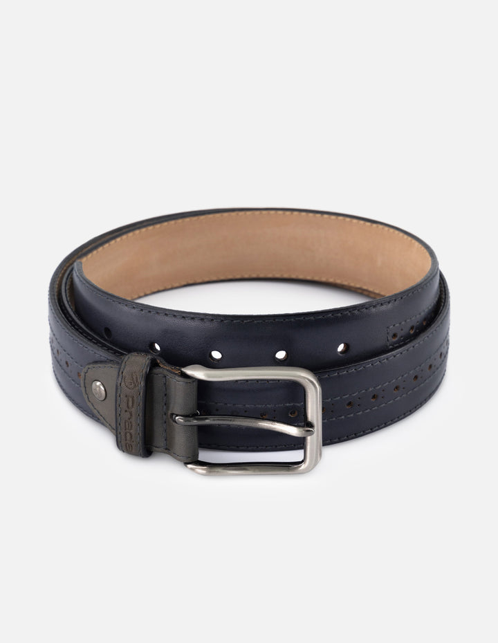 Cinturón en piel napa color gris para hombre