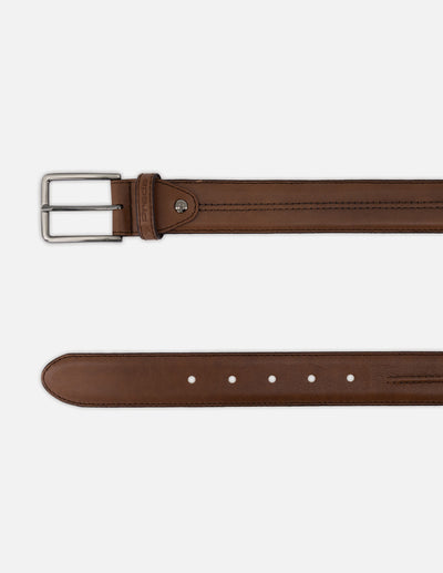 Cinturón en piel napa color marrón para hombre