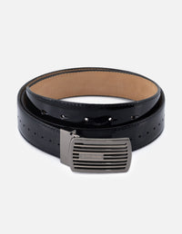 Cinturón en piel charol color negro para hombre