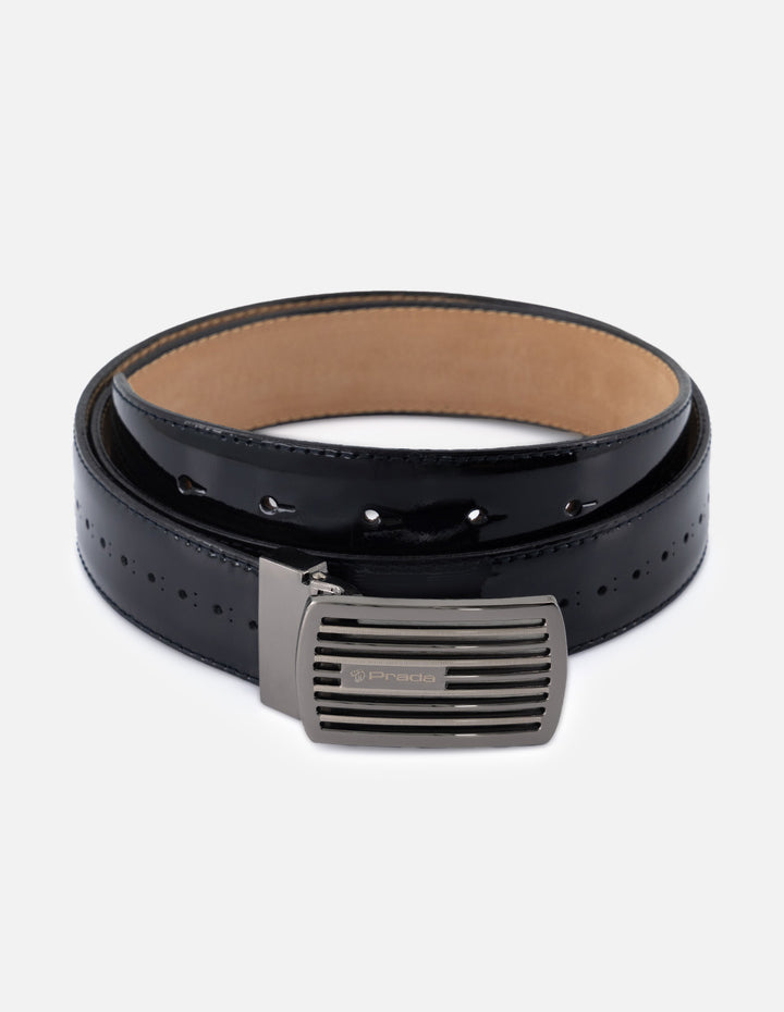 Cinturón en piel charol color negro para hombre