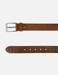 Cinturón en piel napa color cuero para hombre