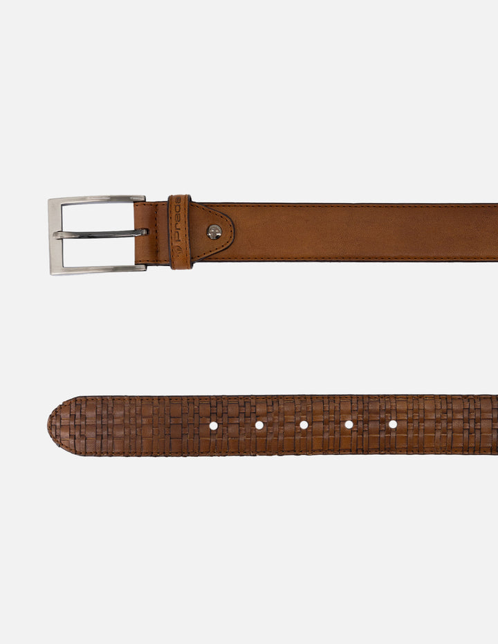 Cinturón en piel napa color cuero para hombre