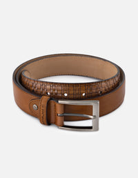 Cinturón en piel napa color cuero para hombre