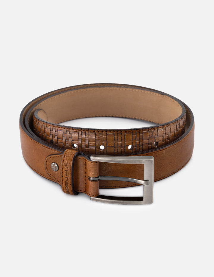 Cinturón en piel napa color cuero para hombre