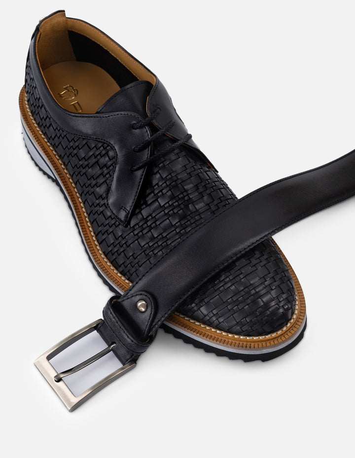 Cinturón en piel napa color negro para hombre