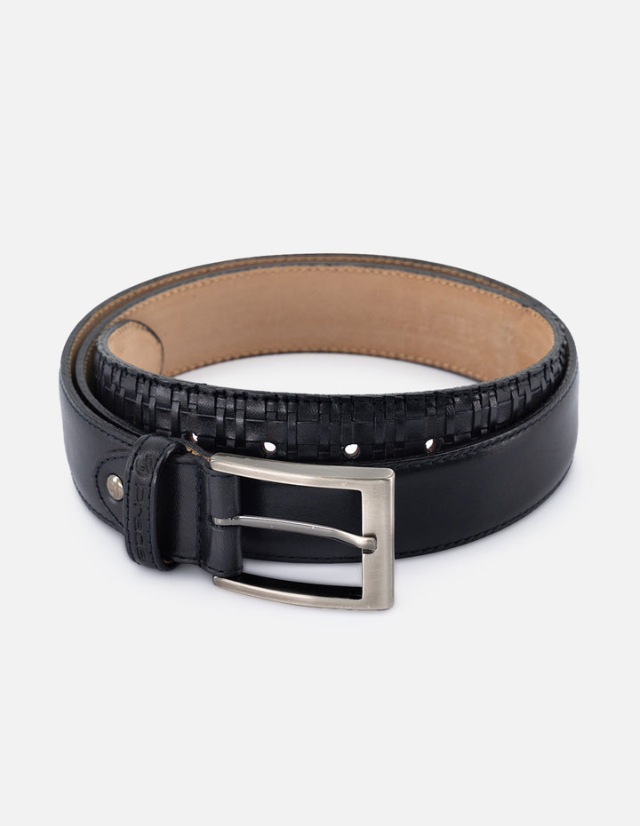 Cinturón en piel napa color negro para hombre