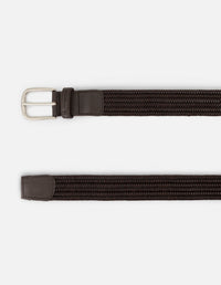 Cinturón  en piel reciclada trenzada color caoba para hombre