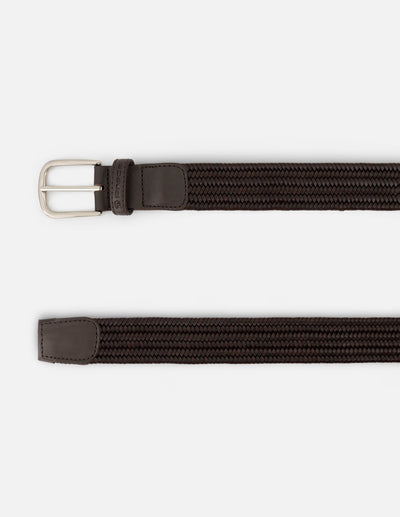 Cinturón  en piel reciclada trenzada color caoba para hombre