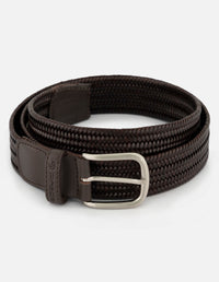 Cinturón  en piel reciclada trenzada color caoba para hombre